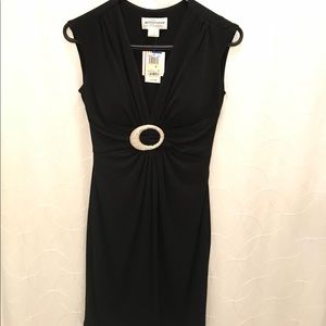 Betsy & Adam Black Lined Cocktail Dress